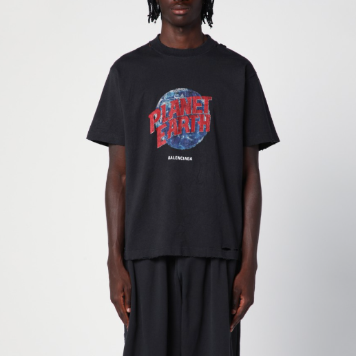 M码有货！Balenciaga 巴黎世家 Planet Earth 超大号水洗黑色T恤