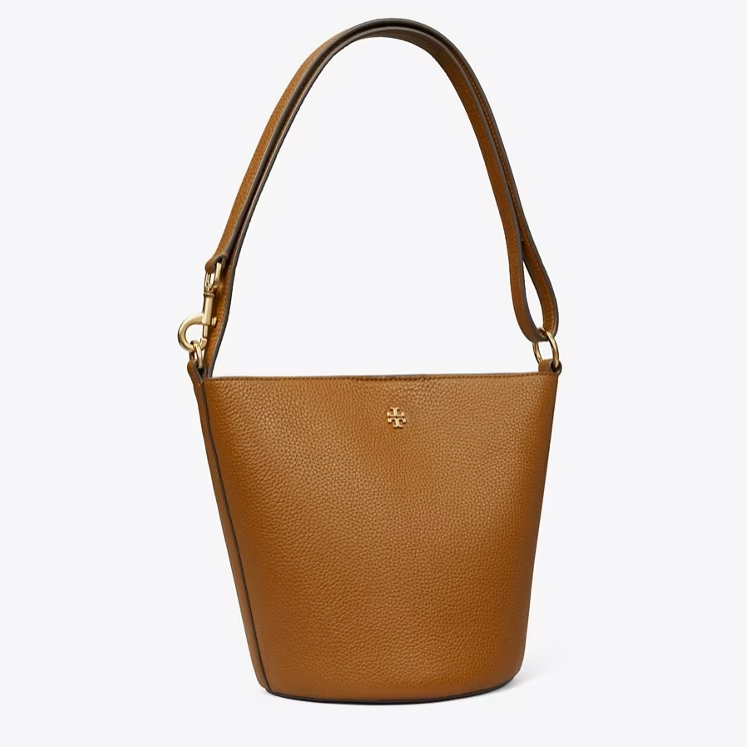 Tory burch 汤丽柏琦 荔枝纹牛皮水桶包 棕色
