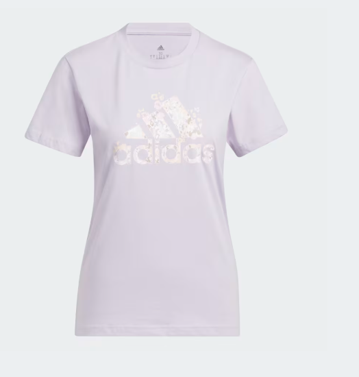 adidas 运动花卉徽章图案 T 恤