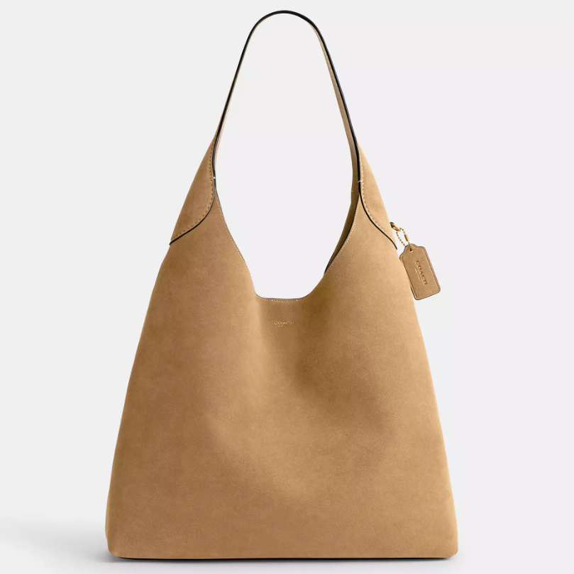COACH 蔻驰 Brooklyn 39 单肩包 沙色麂皮/蓝色