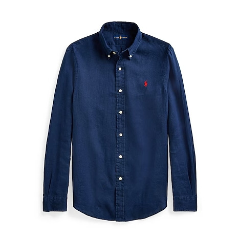 POLO RALPH LAUREN 拉夫劳伦深蓝色亚麻衬衫