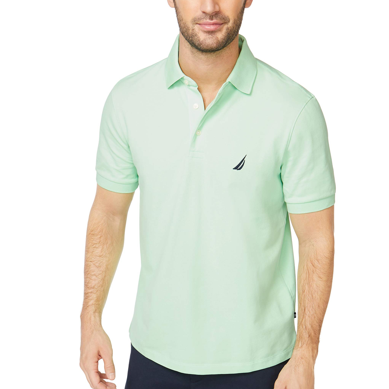 【含税直邮】Nautica 男士短袖纯色弹力棉质珠地 Polo 衫