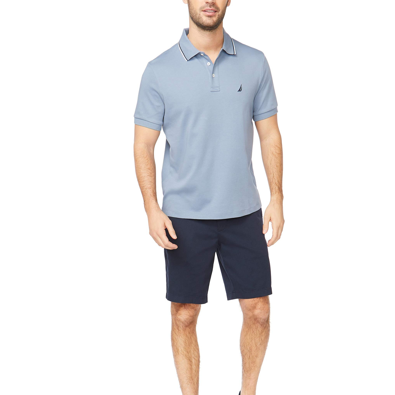 【含税直邮】Nautica 男式 polo衫 经典修身短袖双色领polo衫