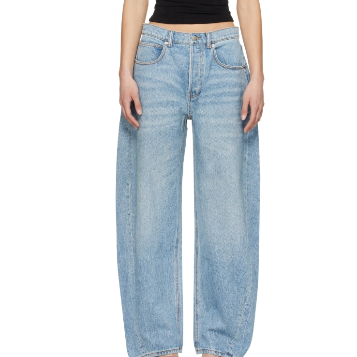 中站含税！Alexander Wang 蓝色 Low-Rise Rounded Oversized 牛仔裤