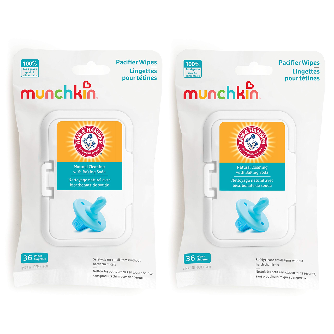 【含税直邮】Munchkin 满趣健 Arm & Hammer 安抚奶嘴湿巾，2片装，72片
