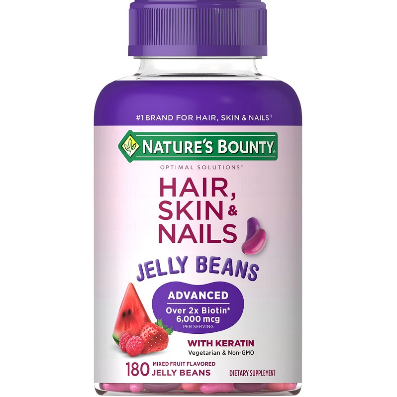 【含税直邮】Natures Bounty 优质秀发皮肤和指甲果冻豆 180礼 临期品