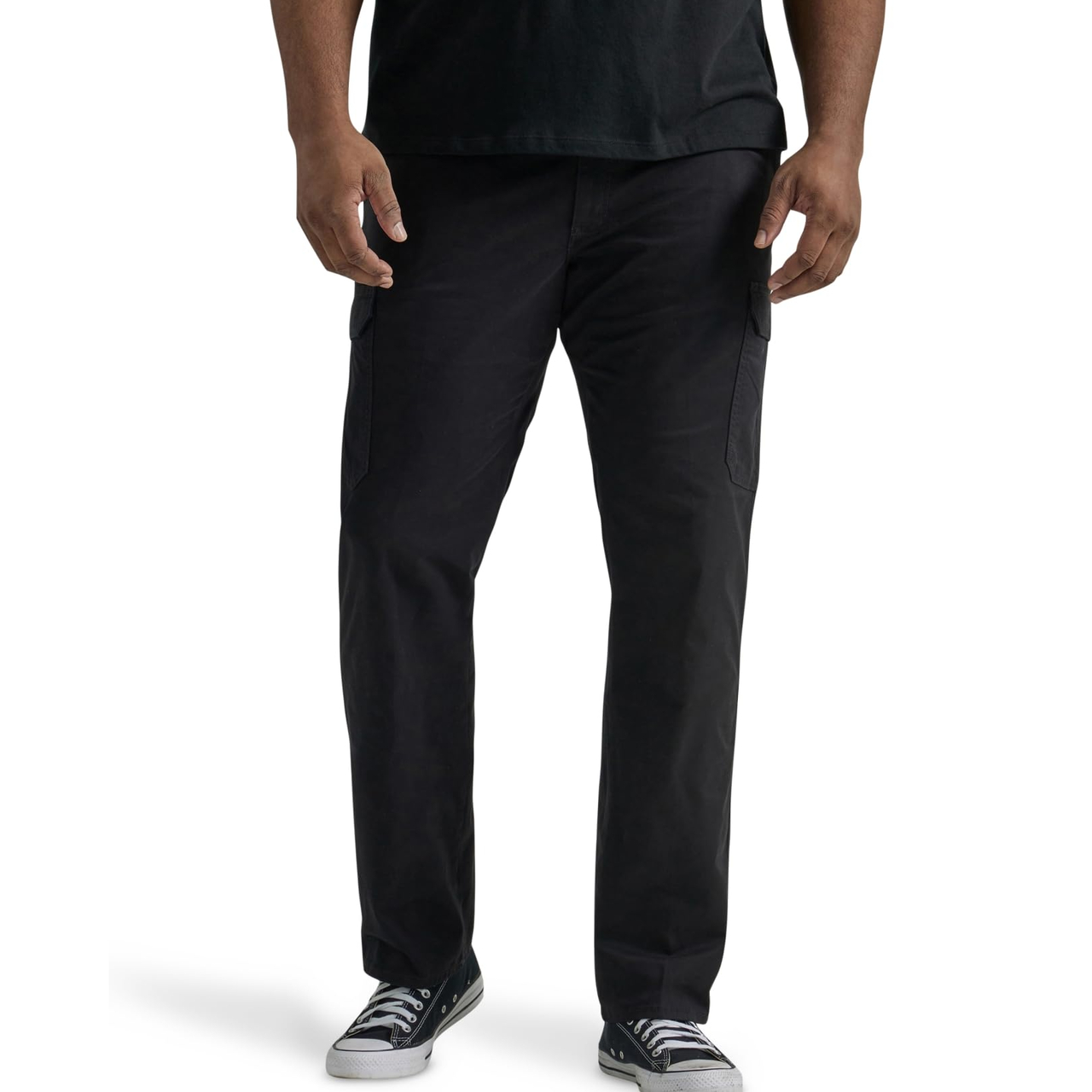 【含税直邮】Lee 男式 Big & Tall 极限运动斜纹工装裤, 黑色//白色, 52W x 32L Big