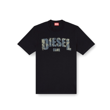 DIESEL 黑色字母徽标T恤