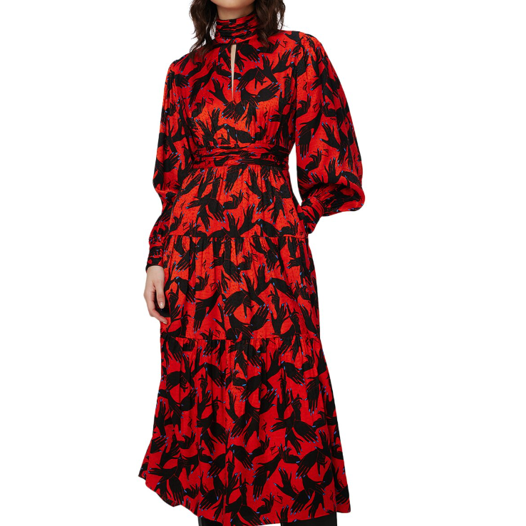 DVF 红色艺术手势连衣裙