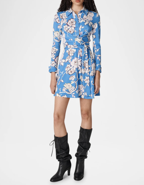 DVF Didi 花卉印花迷你裹身衬衫裙