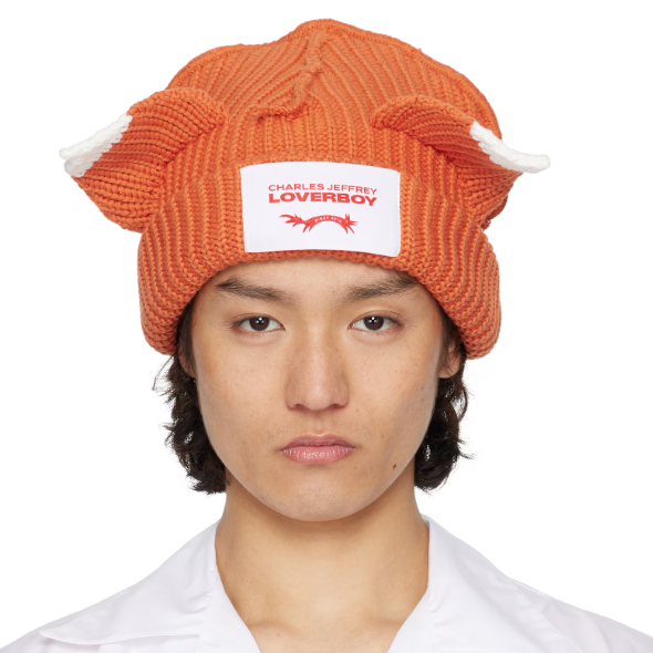 中站含税！Charles Jeffrey LOVERBOY 橙色 Chunky Ears 毛线帽