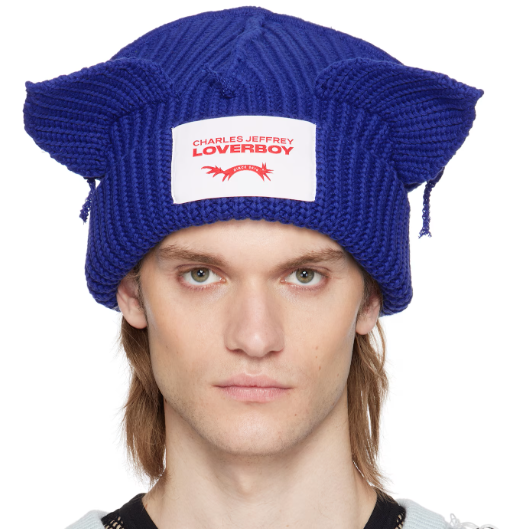 中站含税！Charles Jeffrey LOVERBOY 蓝色 Chunky Ears 毛线帽