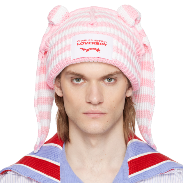 中站含税！Charles Jeffrey LOVERBOY SSENSE 独家发售粉色 & 白色 Chunky Rabbit 毛线帽