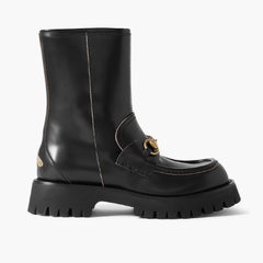 GUCCI Harald 马衔扣刺绣皮革踝靴