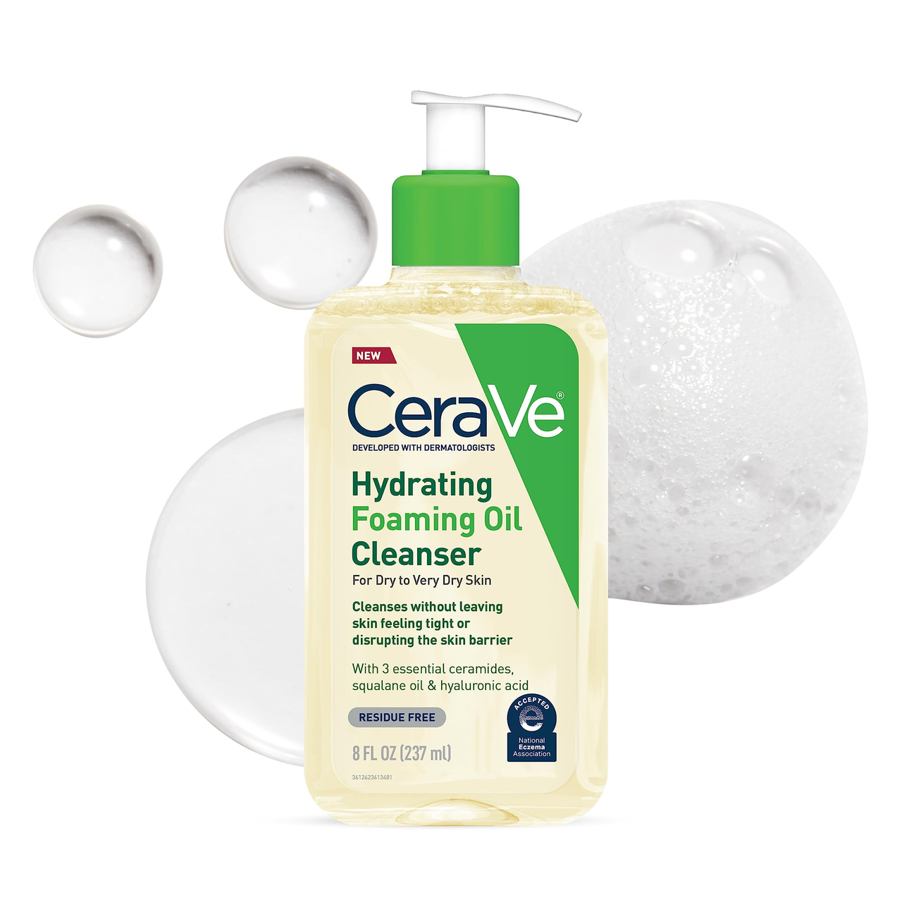 【含税直邮】CeraVe 保湿泡沫洁面乳 干性皮肤适用 神经酰胺玻尿酸配方 237ml