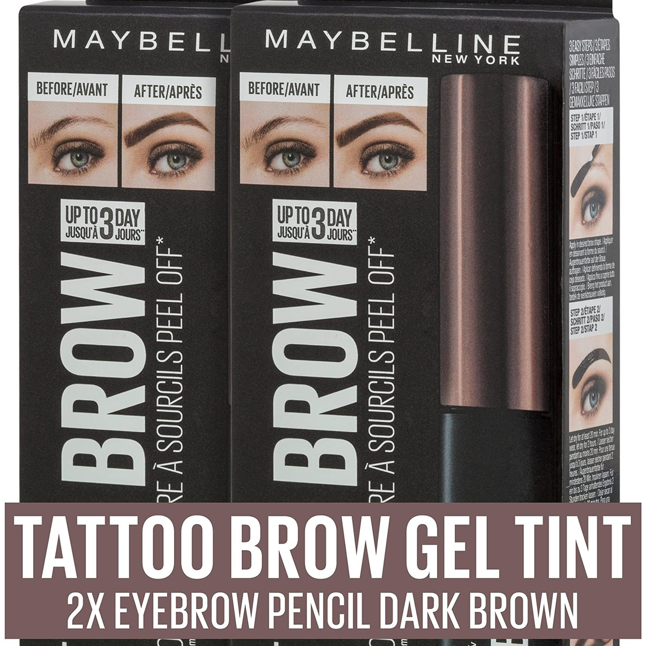 Maybelline New York 美宝莲 New York 眉色两件装 深棕色 2 x 5 毫升