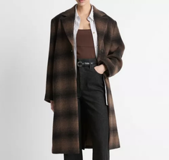 Vince 羊毛格纹大衣