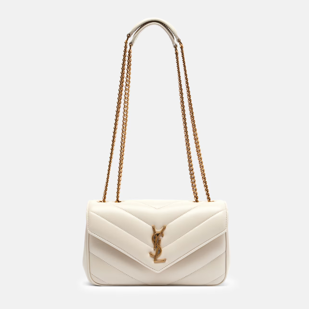 SAINT LAURENT 圣罗兰 Lou Lou 小号白色皮革单肩包