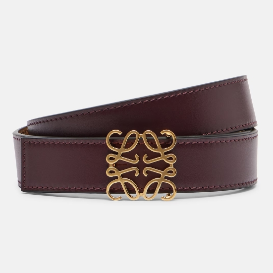 LOEWE 罗意威红棕色徽标皮革腰带