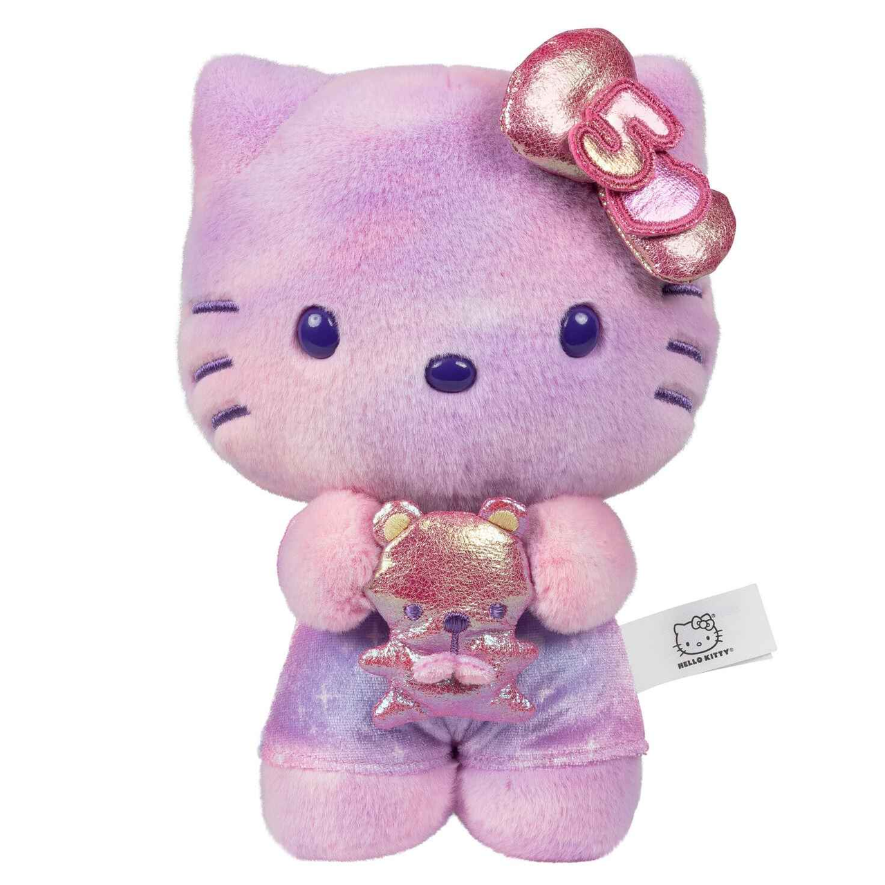 Hello Kitty 50周年纪念版毛绒玩具 约20厘米凯蒂猫公仔+闪亮小熊 生日礼物