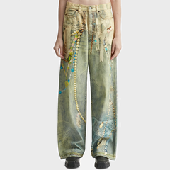 Acne Studios 蕾丝珍珠链条牛仔裤