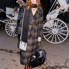 Belle and Bloom Heart To Heart 羊毛混纺大领超长格子大衣