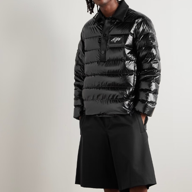 MONCLER GENIUS x A$AP Rocky 徽标黑色亮面羽绒服