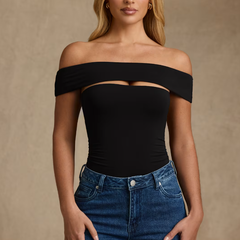 Lida 黑色莫代尔露肩连体衣