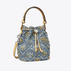 蹲补货！Tory Burch 汤丽柏琦 限定 单宁刺绣水桶包