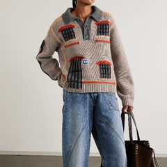 JW ANDERSON 嵌花针织羊毛Polo领毛衫