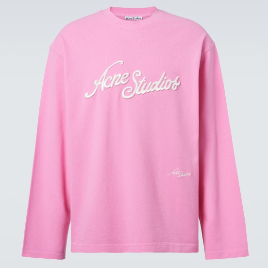 码全！ACNE STUDIOS 粉色字母徽标长袖T恤