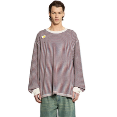 SONG FOR THE MUTE 小花装饰条纹长袖毛衫