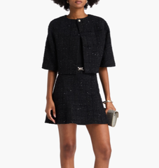 MAJE 亮片缀饰金属感花呢迷你连衣裙