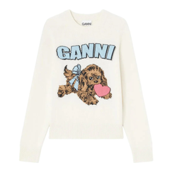 Ganni 羊毛混纺蓬松小狗套头衫
