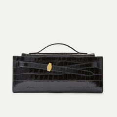 Veronica Beard 黑色鳄鱼压纹皮革手拿包