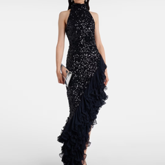 ROTATE 荷叶边亮片礼服裙