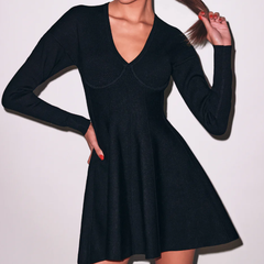 Fleur du Mal V领喇叭束腰连衣裙