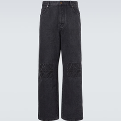 LOEWE 罗意威 Anagram 黑色阔腿牛仔裤