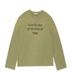 Acne Studios 橄榄绿经典文字长袖T恤