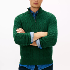 TOMMY HILFIGER 半拉链罗纹针织套头毛衣
