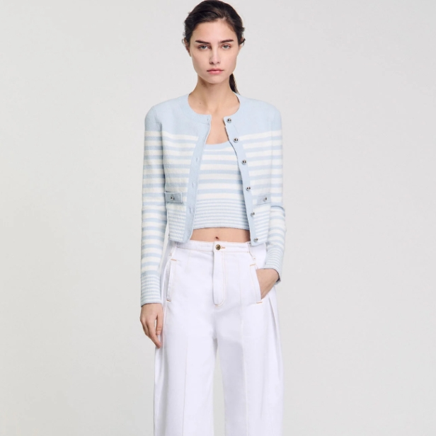 Sandro 蓝白条纹开衫