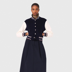 Jisoo同款 Maje 蓝白拼色飞行夹克