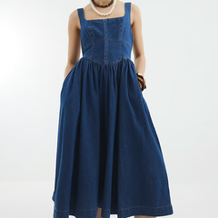 River Island 牛仔吊带裙