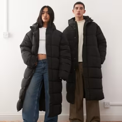 COLLUSION 黑色长款羽绒服
