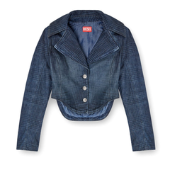 西里西气！Diesel 格纹牛仔短款夹克