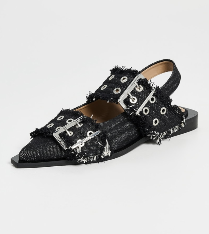 Ganni 牛仔玛丽珍鞋