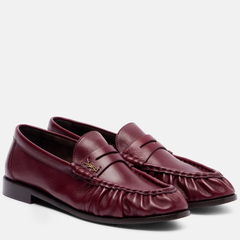 部分码有货！SAINT LAURENT 圣罗兰 Le 酒红色乐福鞋