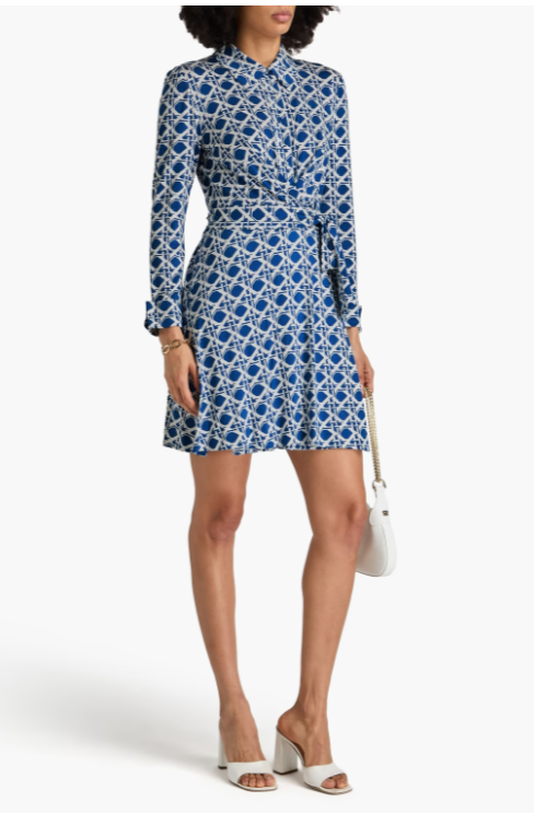 DVF didi 印花针织迷你裹身连衣裙