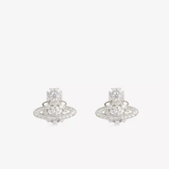 Vivienne Westwood 西太后 银色细钻耳环