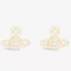 Vivienne Westwood 西太后 金色带钻土星浮雕耳环